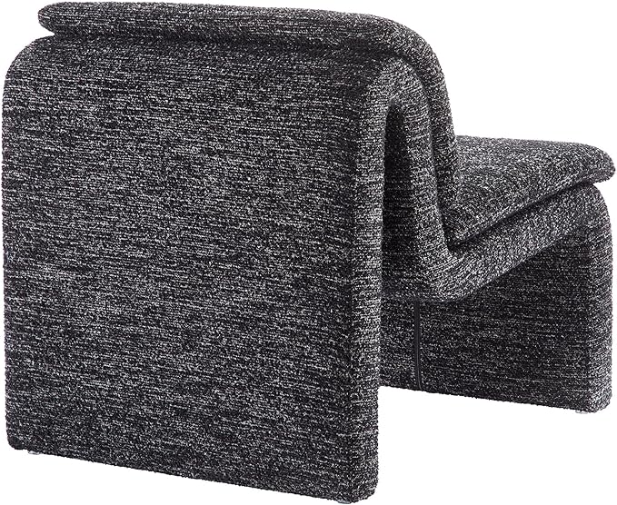 Modway Lume Curved Lounge Chair in Charcoal Boucle Fabric – Modern Upholstered Armless Accent Chair with Padded Cushion - Unique Slipper Chair for Bedroom or Living Room