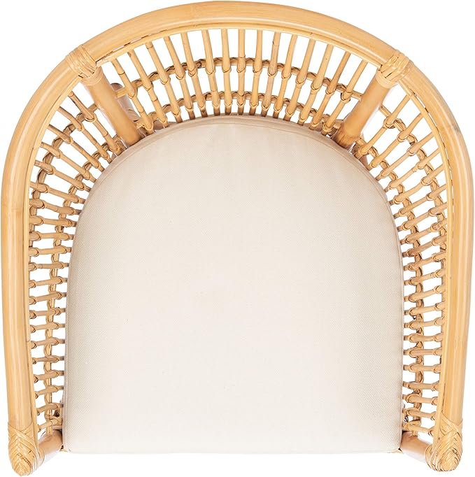 Safavieh Home Collection Olivia Rattan Cushion Accent Chair Natural/White
