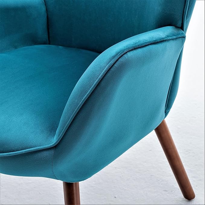 Chic Accent Arm Chairs for Living Room Bedroom or Home Office Button-Tufted Midcentury Armchair with Wingback Design and Splayed Legs Greynish Blue