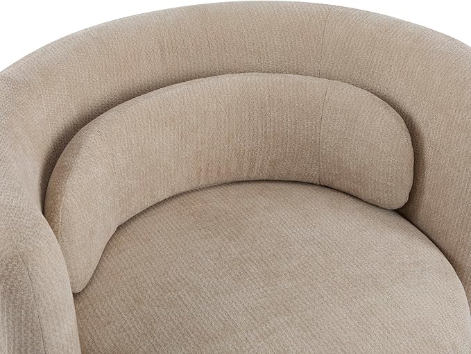 Christopher Knight Home Tanzy 360-Degree Swivel Barrel Chair Upholstered Lounge Chair Indoor Comfy Armchair with Lumbar Pillow for Living Room Thick Cushion Metal Base and Wood Frame Khaki