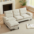 86'' Chenille Sofa with Storage Ottoman Modern Living Room Sofa with Removable Washable Cushion 3 Seater Comfy Couch for Apartment Bedroom Office (Beige)