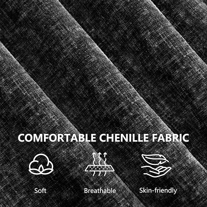 57 Oversized Boneless Chaise Lounge Chair with Ottoman Indoor Comfy Chenille Upholstered Sofa Bed with Armrest No Assembly Deep Seat Sleeper Armchairs Couch for Living Room Bedroom Dark Grey