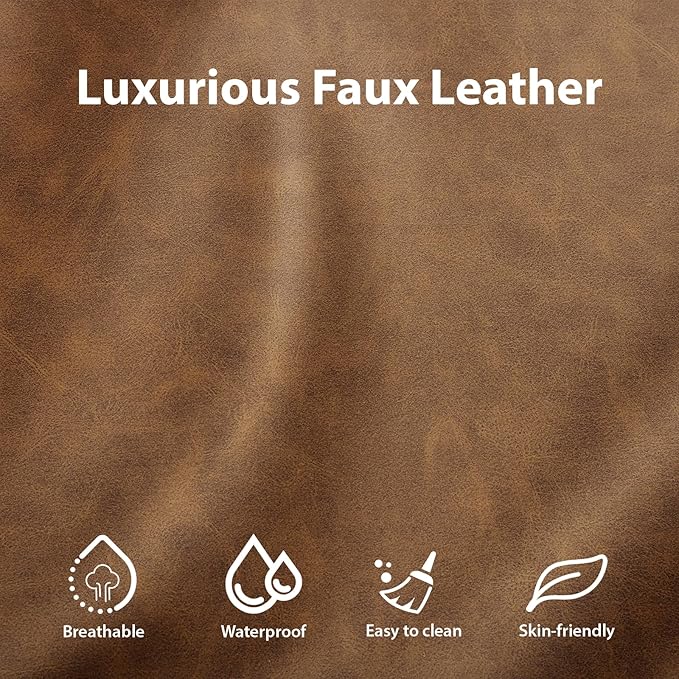 LLappuil Modular Sectional Sofa Convertible L Shaped Couch with Storage Faux Leather Fabric Waterproof Sectional Couch for Living Room 111.8 Width 5 Seat Modular Sofa Brown