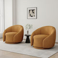 Swivel Barrel Accent Chair 360° Small Round Sofa Chair Comfy Modern Reading Armchair for Living Room Bedroom (Boucle Rusted Orange Set of 2)