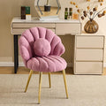 Vingli Shell-Shaped Teddy Fleece Accent Vanity Chair With BackComfy Purple and Gold Desk Chair No WheelsCute Small Pearl Deco PillowGift for Girls/Womenfor MakeupOfficeDiningNailSewingbedroom