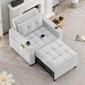 DURASPACE Pull Out Sofa Bed 3-in-1 Convertible Sofa Sleeper Chair Bed with USB Cup Holder Adjustable Armchair Beds for Small Spaces Apartment Living Room Office (Light Gray Linen)