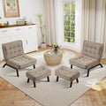 ANJ Accent Chair Set of 2 with Ottoman Adjustable Backrest Khaki Tufted Upholstered Lounge Chairs with Footrest Modern Cozy Reclining Chair Set for Living Room Bedroom Apartmen
