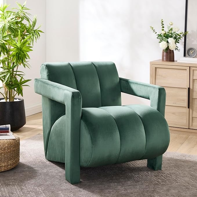 Roundhill Furniture Velmor Contemporary Velvet Accent Armchair Green