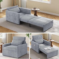 Ahomly 3 in 1 Convertible Sleeper Chair Corduroy Single Sleeper Sofa Bed for Adults 75.2 Long Pull Out Chair Bed with Side Pockets for Living Room Small Place Gray