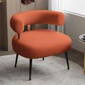 Mid Century Sherpa Boucle Accent Chair Round Upholstered Barrel Arm Chair for Small Spaces Fluffy Side Corner Sofa Chair for Living Room Bedroom Vanity Office Reading Nook（Orange）