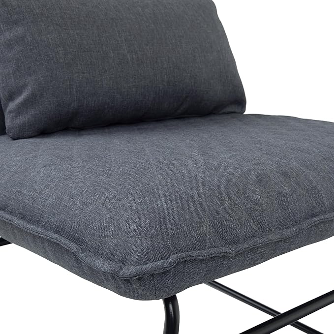 SIMPLIHOME Burke 25 inch Wide Modern Accent chair with Lumbar Pillow in Grey Linen Look Fabric for the living and family room
