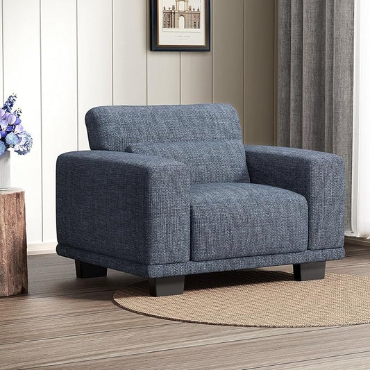 Marsail 40 Inch Single Sofa 1-Seater Modern Comfy Couch with Deep Seats Upholstered Linen Couches for Living Room Bedroom OfficeApartment Blue
