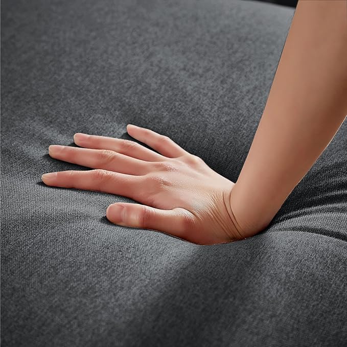 111 Sectional Couch for Living Room 4 Seater U-Shaped Sofa Couches with Double Chaises Polyester Fabric Dark Grey