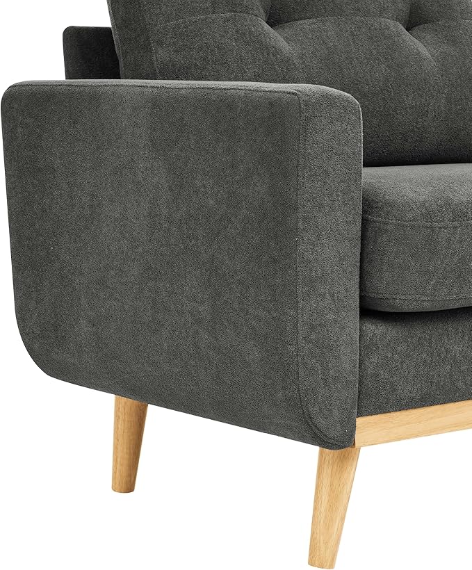 67 Gray Loveseat Sofa Mid Century Modern Love Seat Sofas and Comfy Corduroy Couches for Living Room Button Tufted Small Cloud Couch for Bedroom Office Apartment Small Space Easy Assembly (Gray)