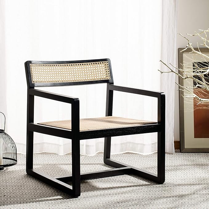 Safavieh Home Lula White and Natural Cane Accent Chair
