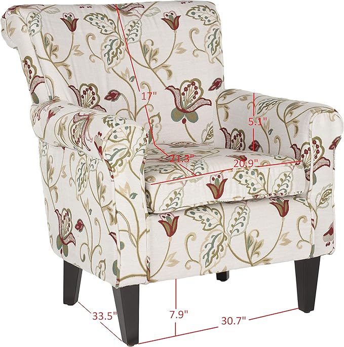 Safavieh Mercer Collection Margaret Ivory Floral Cotton Club Chair