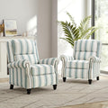 Recliner Chair Modern Pushback Armchair with Adjustable Backrest &amp Footrest for Bedroom Living Room (Blue StripeSet of 2)