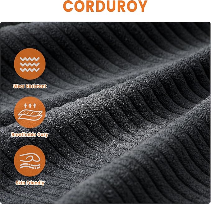 Modern Loveseat Sofa Couches for Living Room 83 Boneless Comfy Corduroy Sofa for Apartment Bedroom or Office Soft Upholstered Couch for Compact Spaces Deep Seats Wood Frame Removable Cover Gray