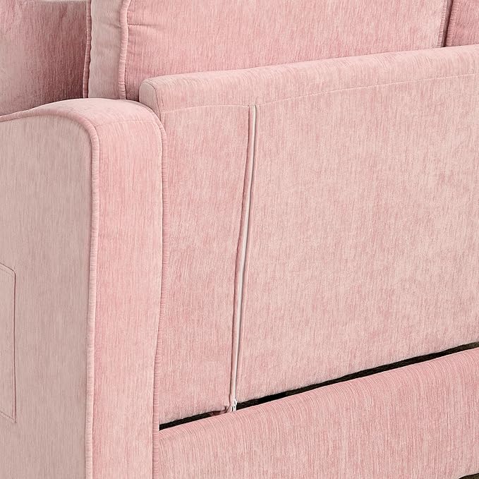 ERYE Chenille Tufted Loveseat Sofa and Ottoman Set Tufted Recliner Sleeper Chaise Lounge with Curved Storage OttomanReclining Backrest and Side Pockets 4 Pillows