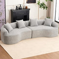 Oversized Sectional Boneless Sofa for Living Room 110 Modern Luxury Chenille Sofa 4-Seater Extra Deep &amp Wide Seat Curved Cloud Couch with 4 Throw Pillows Grey