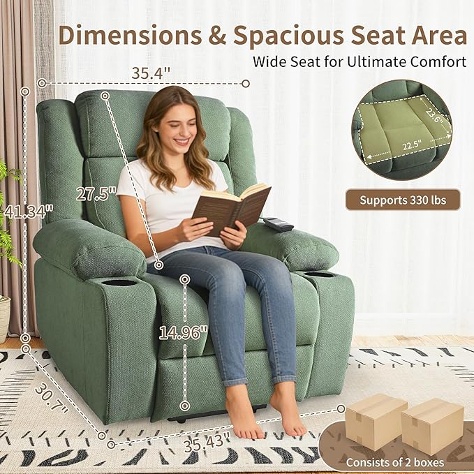 Oversize Power Lift Recliner Chair for Big and Tall with Extended Footrest Large Electric Lift Chairs 400lbs Capacity Remote Control Cup Holders &amp Side Pockets