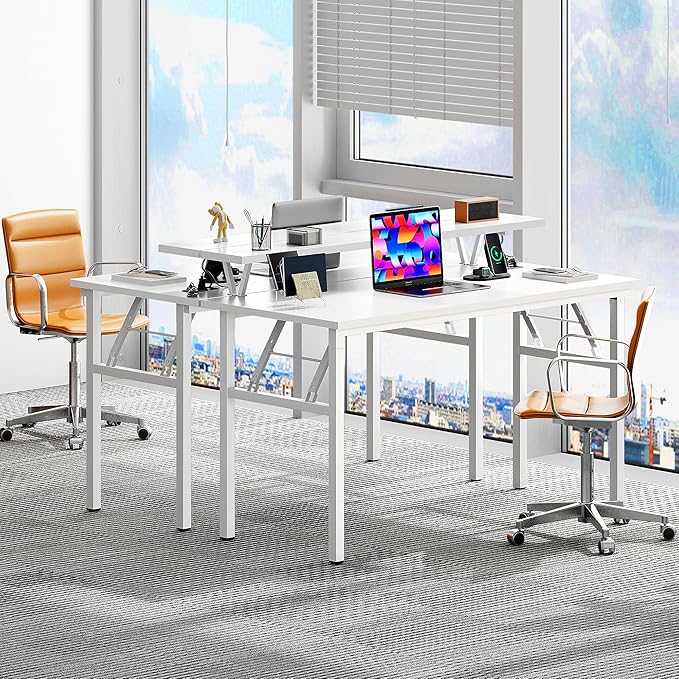 Need 47 Inch Folding Computer Desk with Power Outlets &amp Monitor Shelf Study Desk with Cup Holder Gaming Desk with Led Lights &amp Headphone Holder White