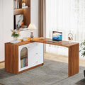 Tribesigns L Shaped Computer Desk with Drawers Modern Corner Home Office Desk with Reversible Storage Cabinet Long Study Writing Desk Workstation for Home Office Rustic Brown