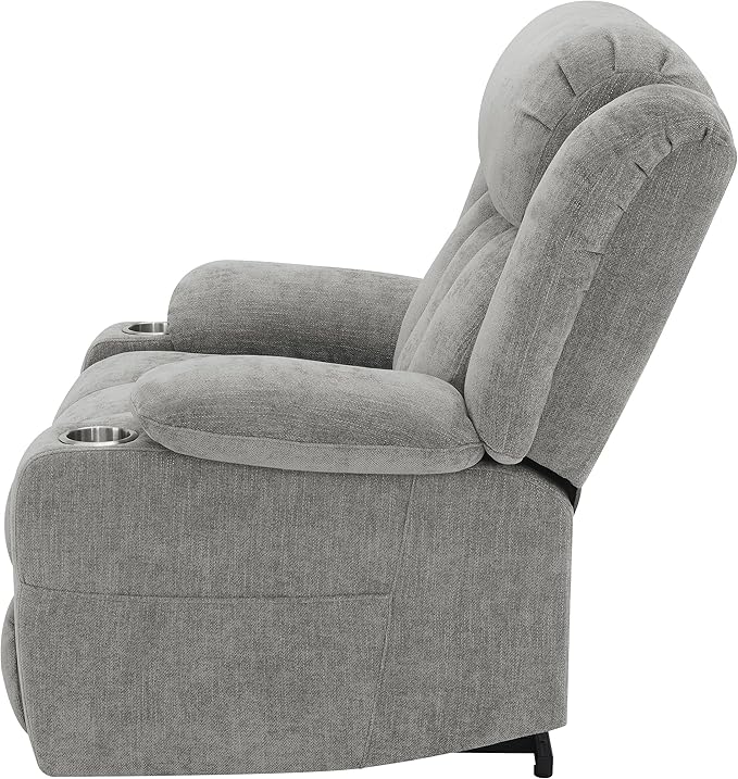 Coaster Home Furnishings - Houston - Fabric Upholstered Power Lift Recliner Chair with Built-in USB Port Cup Holders Power Panel with Simple Buttons - Living Room - Gray - 602284P