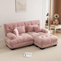 94.4 L-Shape Modular Cloud Sectional Sofa with Chenille Plush Fabric - 2 Seater Couch with Deep Seat and Movable Ottoman for Living Room Apartment and Office - Pink