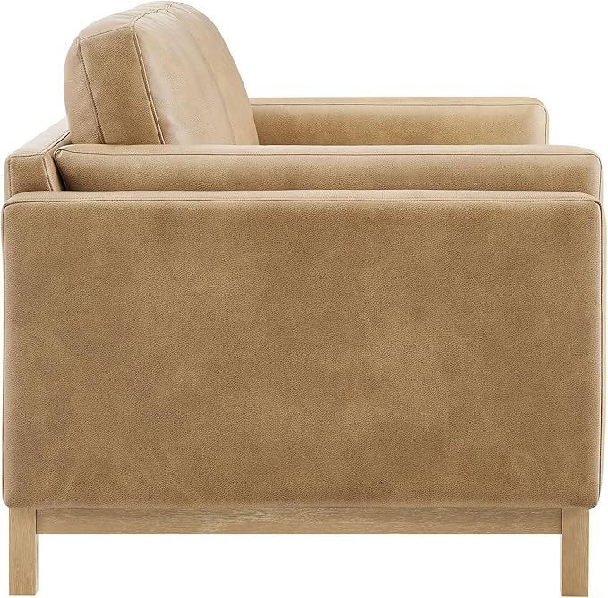 Modway Roscoe 63 Inch Vegan Leather Loveseat in Toast - Comfortable Faux Leather 2 Seater Couch for Living Room Apartment or Office Seating