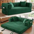 Boneless Couch Futon Sofa Bed Sectional Couches for Living RoomCloud Couch with Sleeper SofaSofas for Living Room Oversized Corduroy Upholstered (Green 81 Inches (with Iron Frame))