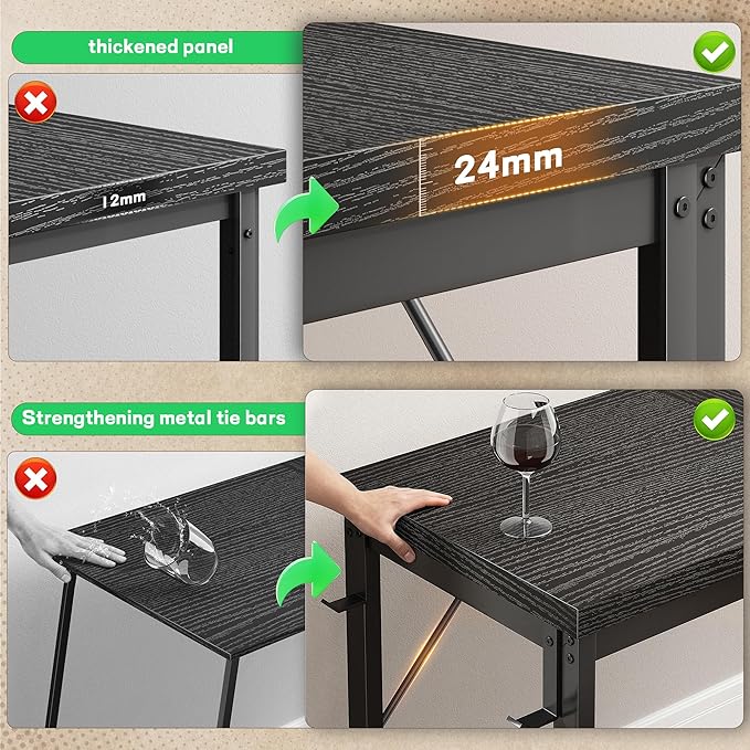 L Shaped Desk Gaming Desk with Power Outlets &amp 0.95 Inch Thicker Desktop Computer Desk with Storage Bag Corner Desk with LED Lights Reversible Office Desk for Home LivingBedroom Black