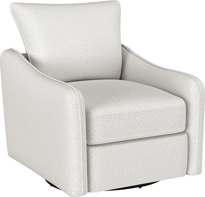 Coaster Home Furnishings Madia Upholstered Slope Arm Swivel Club Chair Vanilla