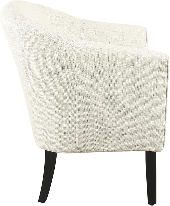 HomePop Barrel Shaped Accent ChairArm Rest White and Black
