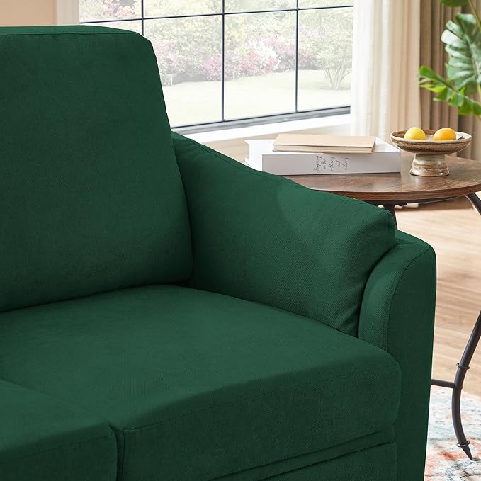 60 Small Loveseat Sofa Mid Century Modern Love Seat Couch with Back Cushions and Wood Legs 2 Seater Couches for Living Room Bedroom Small Spaces (Green)