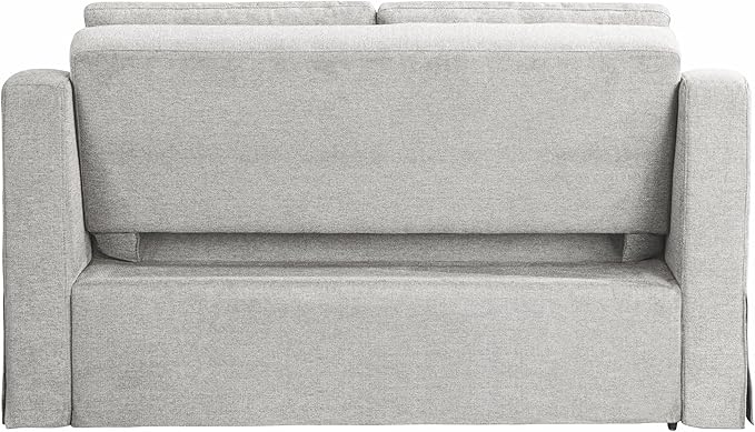 Serta Hawthorne 66.1 Slipcovered Convertible Sleeper Loveseat Full Size Dreamcoil Comfort FingerGuard Pinch Point Protection Polyester Tweed Fabric Linen
