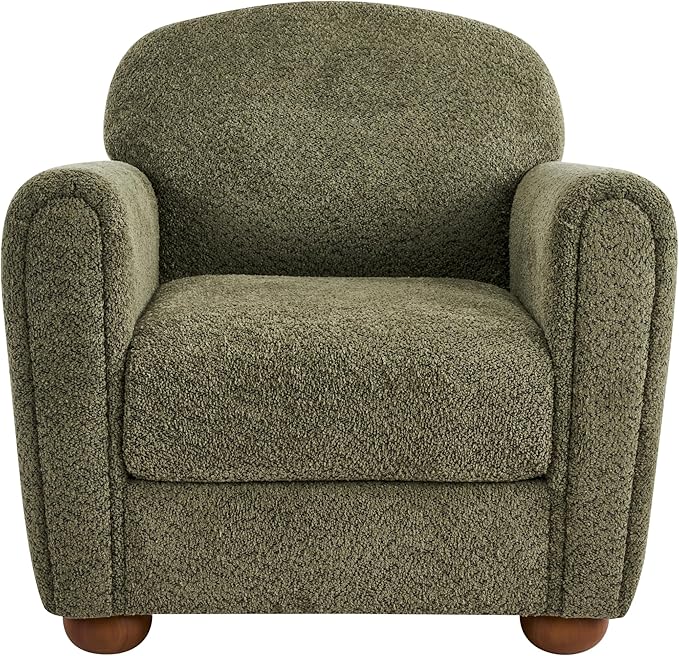 Modern Accent Chair with Sleek Lines Plush Cushioned Seat Stylish Upholstery Sturdy Wood Frame Cozy Reading Armchair for Living Room Bedroom Entryway Comfortable Lounge Chair Olive Green