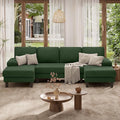 110 U-Shaped Sectional Sofa Couch for Living RoomModern Modular Sofa with Double ChaiseClassic Lounge Couch Sleeper for Apartment Green Linen