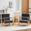 Corduroy Accent Chair Set of 2 Mid Century Modern Armchair with Soft Cushion Wingback Lounge Chair with Solid Wood Frame for Bedroom Living Room Reading Room (Dark Grey)