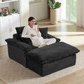 Oversized Chaise Lounge Chair Boneless Sofa Couch Upholstered Lounge Sofa Chair with Ottoman Indoor Corduroy Deep Seat Sleeper Chair for Living Room No Assembly Required Black