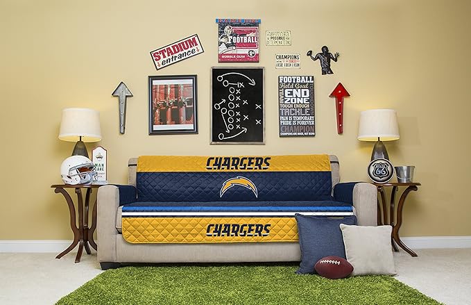 Pegasus Sports NFL Unisex NFL Sofa Couch Reversible Furniture Protector with Elastic Straps 75-inches by 110-inches