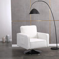 Modern Teddy Fabric Swivel Accent Chair Comfy Armchair with 360 Degree Swiveling for Living Room Bedroom Reading Room Home Office (White)