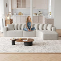 131 Boneless Chenille Sectional L-Shaped Sofa Modern Cloud-Shaped Curved 3-Seater Sofa Includes 10 Pillows Living Room Fabric Corner Couch (Light Khaki 131 Right Chaise)