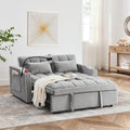 LUMISOL 55.5 Convertible Sleeper Sofa with Pull Out Bed 3-in-1 Loveseat Sofa with USB Ports 2 Cup Holders &amp Storage Pockets Velvet Sleeper Sofa Bed with Adjustable Backrest Grey