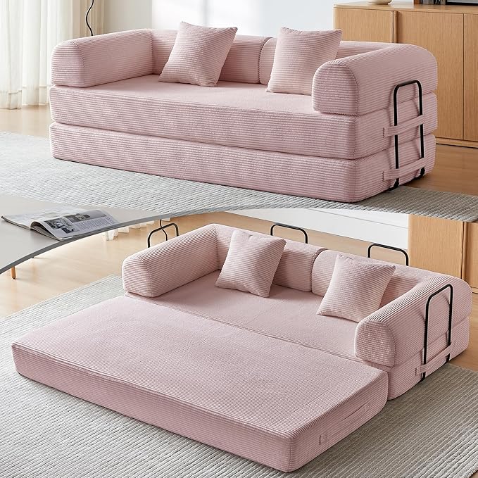 Compression Sofa Cloud Sectional SofaSofa Bed Boneless Modular Sectional Sofa with 2 Pillow Comfy Fluffy Couch with Futon Bed Perfect for Living Room Small Space