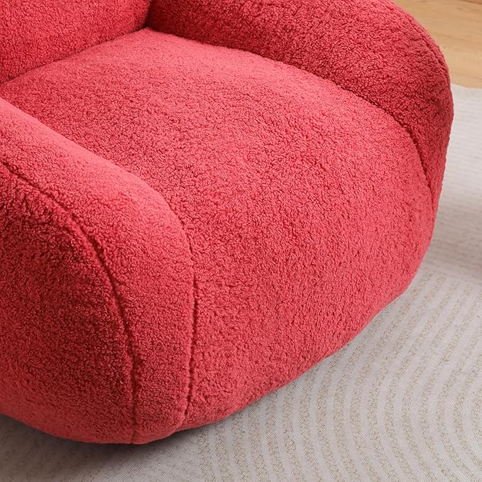 39 Single Armchair Sofa - Comfy Memory Foam &amp Soft Faux Fur | Modern Minimalist Design with Ergonomic Armrest for Living Room TV WatchingReadingRose Red