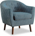 Homelegance Lucille Modern Accent Chair Upholstered Reading Chair with Button-Tufted Back Sloped Arms Removable Seat Cushion Cover and Espresso Wood Legs for Living Room Bedroom or Office Blue