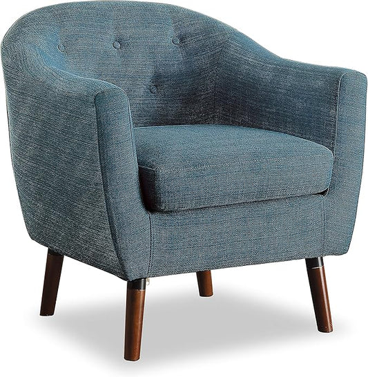 Homelegance Lucille Modern Accent Chair Upholstered Reading Chair with Button-Tufted Back Sloped Arms Removable Seat Cushion Cover and Espresso Wood Legs for Living Room Bedroom or Office Blue