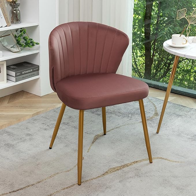 Modern Velvet Accent Chair for Living Room Bedroom Entryway or Small Spaces with Channel-Tufted Design Comfortable and Trendy Armless Seat Rose