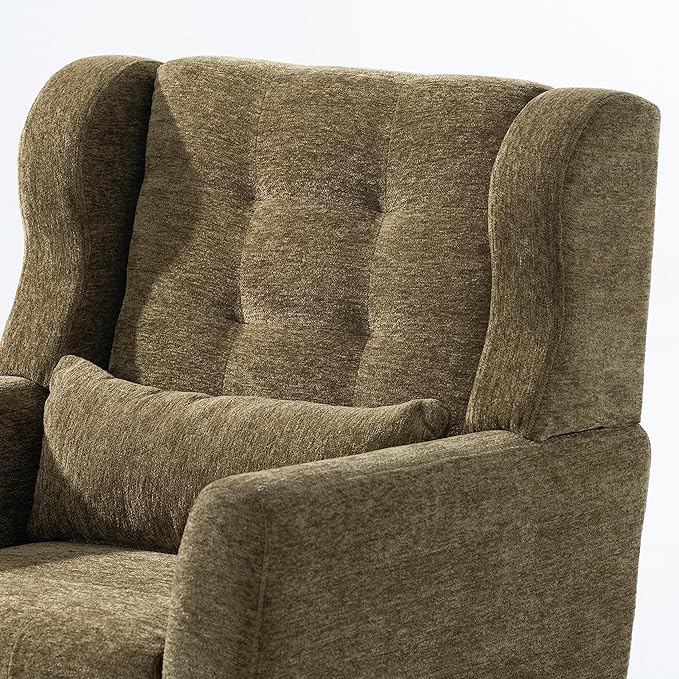 Modern Accent ChairChenille Fabric Reading Living Room Side ChairSingle Sofa with Wood Legs Armchair for Living Room Bedroom(Avocado)